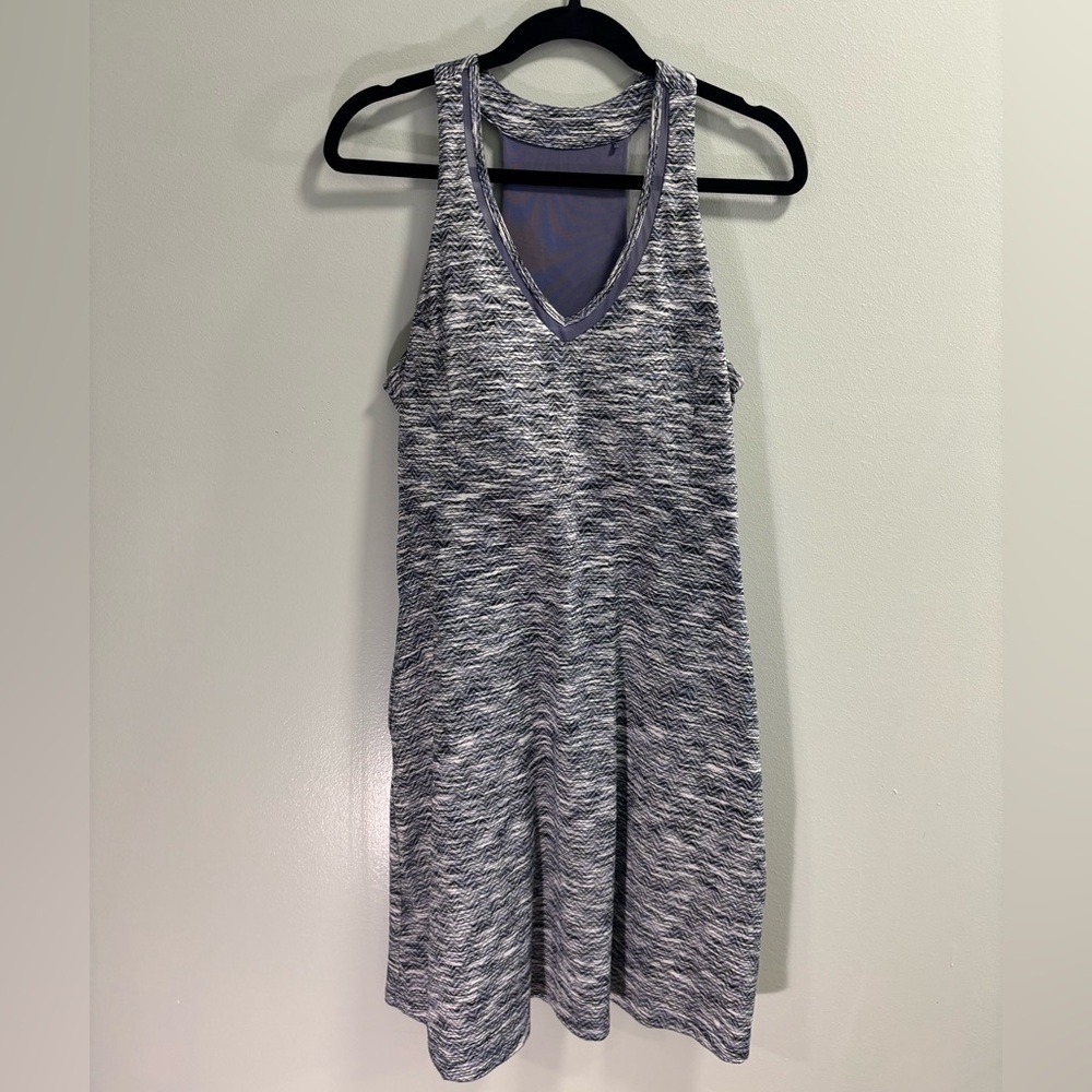 MPG‎ Sport Womens Blue Space Dye Active Dress Built In Bra Mesh Racerback Large